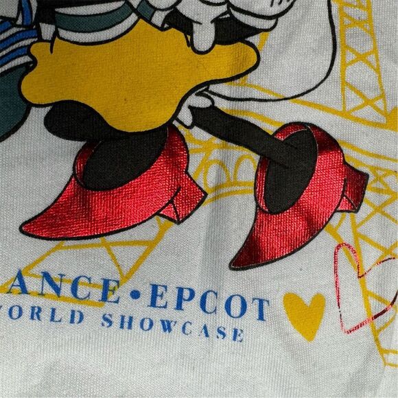 Disney Mickey & Minnie Paris Je T'aime Women's Crop Top 2XL White - Picture 5 of 7